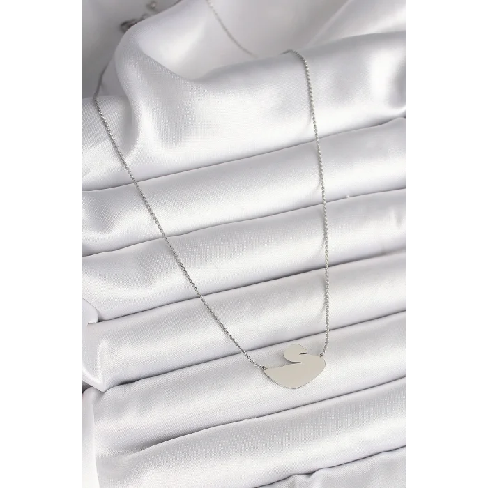 316L Çelik Gümüş Renk Zincir Kuğu Model Kadın Kolye