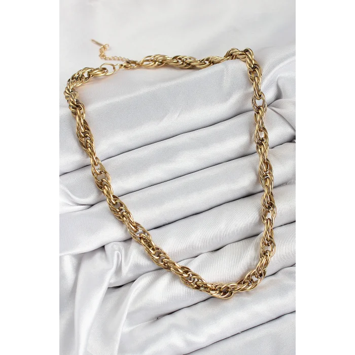 316L Çelik Halat Model Gold Renk Kadın Kolye