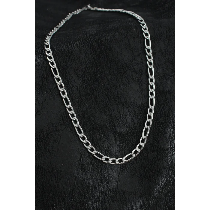 316L Çelik Kalın Figaro Zincir Model Gümüş Renk Erkek Kolye