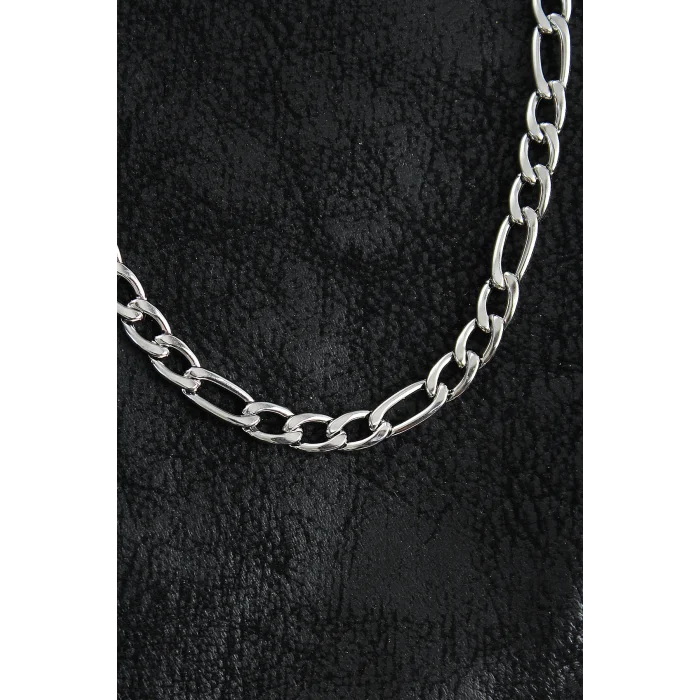 316L Çelik Kalın Figaro Zincir Model Gümüş Renk Erkek Kolye