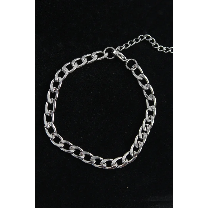 316L Çelik Kalın Klasik Model Gümüş Renk Erkek Bileklik