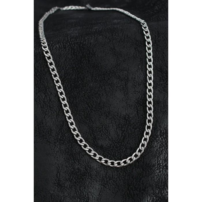 316L Çelik Kalın Klasik Zincir Model Gümüş Renk Erkek Kolye