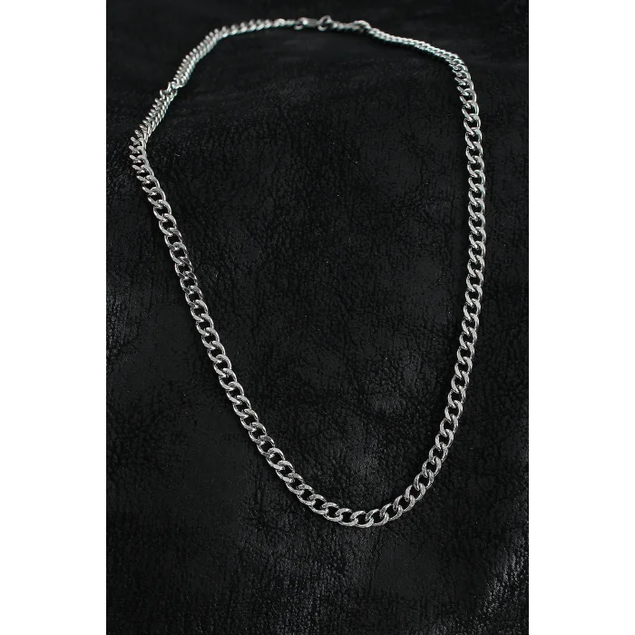 316L Çelik Klasik Zincir Model Gümüş Renk Erkek Kolye