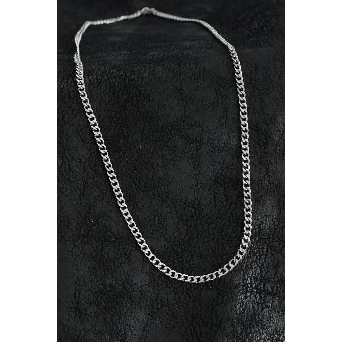 316L Çelik Klasik Zincir Model Gümüş Renk Erkek Kolye