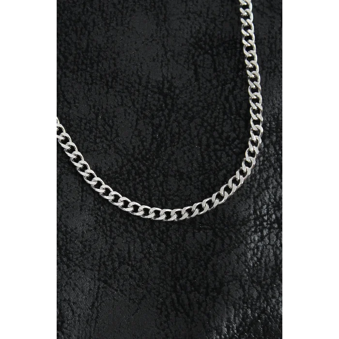 316L Çelik Klasik Zincir Model Gümüş Renk Erkek Kolye