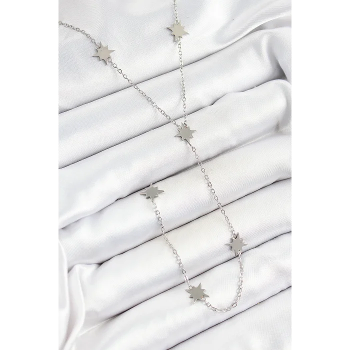 316L Çelik Kutup Yıldızı Figürlü Y Model Gümüş Renk Kadın Kolye