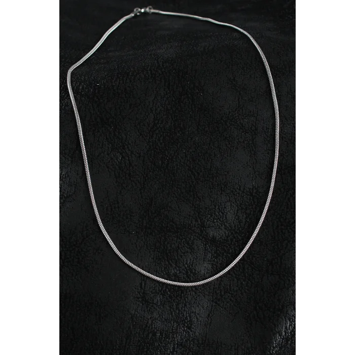 316L Çelik Örme Zincir Model Gümüş Renk Erkek Kolye