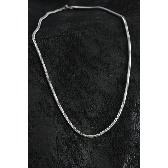 316L Çelik Oval İtalyan Zincir Model Gümüş Renk Erkek Kolye