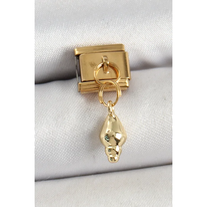316L Çelik Sallantılı Deniz Kabuğu Model Gold Renk Nomination Charm