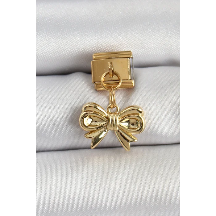 316L Çelik Sallantılı Fiyonk Model Gold Renk Nomination Charm