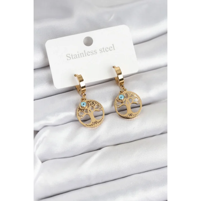 316L Çelik Yaşam Ağacı Model Kadın Küpe