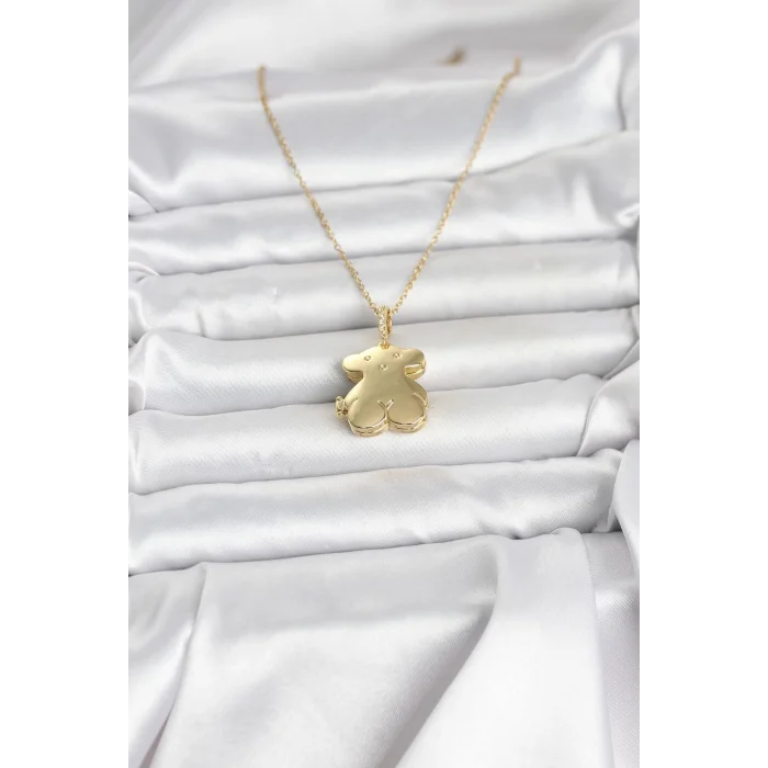 316L Çelik Zincir Gold Renk Ayıcık Model Açılabilir Kadın Kolye