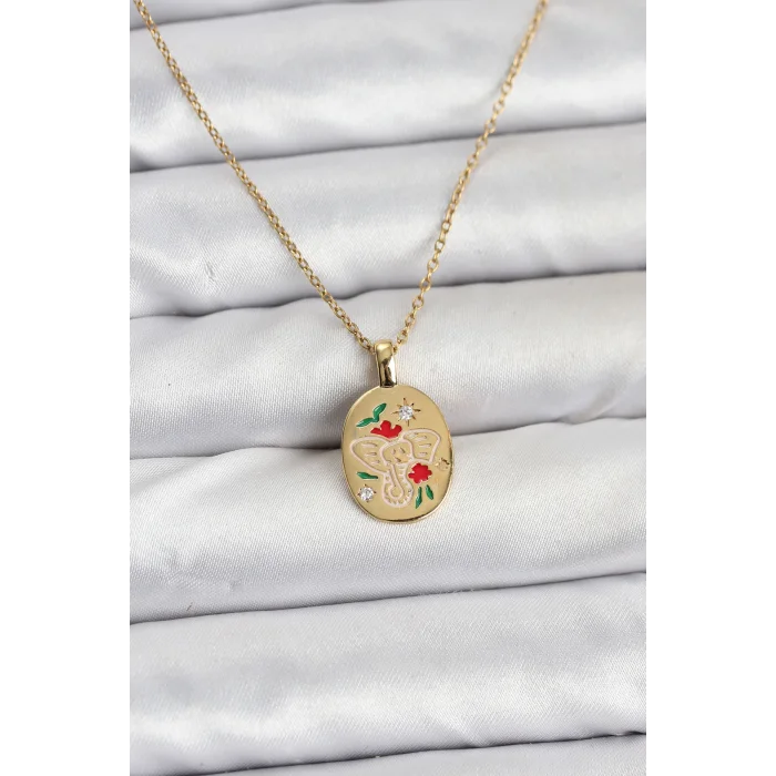 316L Çelik Zincir Gold Renk Fil Figürlü Kadın Kolye