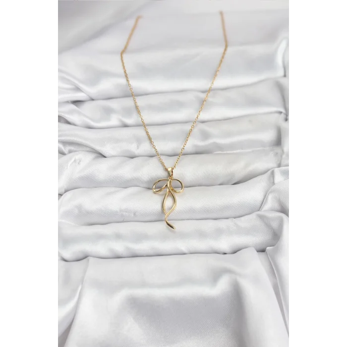 316L Çelik Zincir Gold Renk Fiyonk Model Kadın Kolye