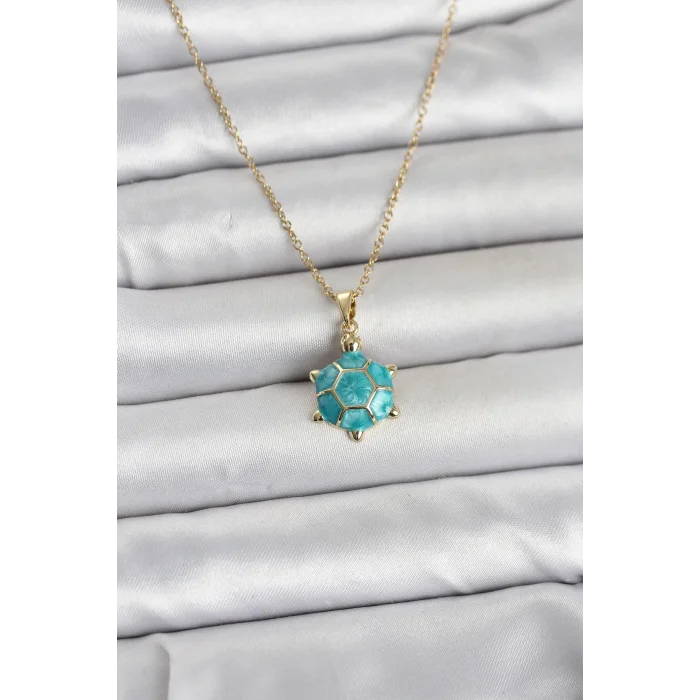 316L Çelik Zincir Gold Renk Kaplumbağa Model Kadın Kolye