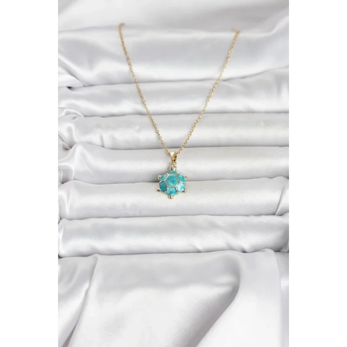 316L Çelik Zincir Gold Renk Kaplumbağa Model Kadın Kolye