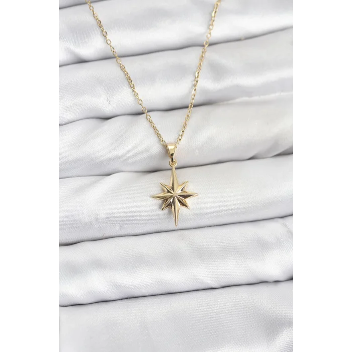 316L Çelik Zincir Gold Renk Kutup Yıldızı Model Kadın Kolye
