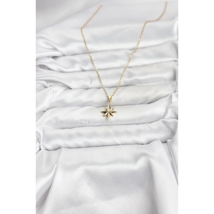 316L Çelik Zincir Gold Renk Kutup Yıldızı Model Kadın Kolye