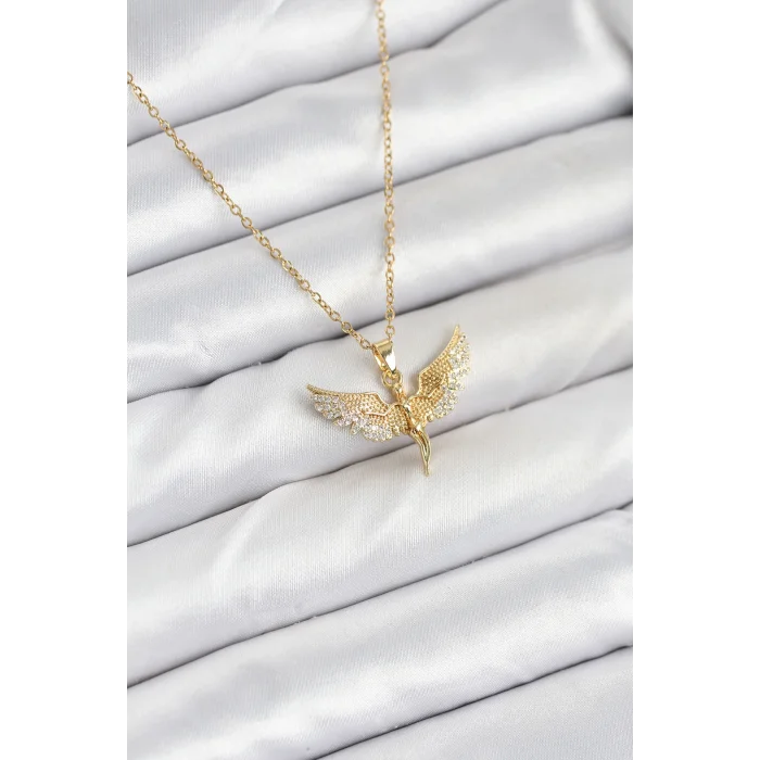 316L Çelik Zincir Gold Renk Melek Model Kadın Kolye
