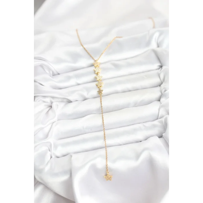 316L Çelik Zincir Gold Renk Yıldız Model Y Kolye