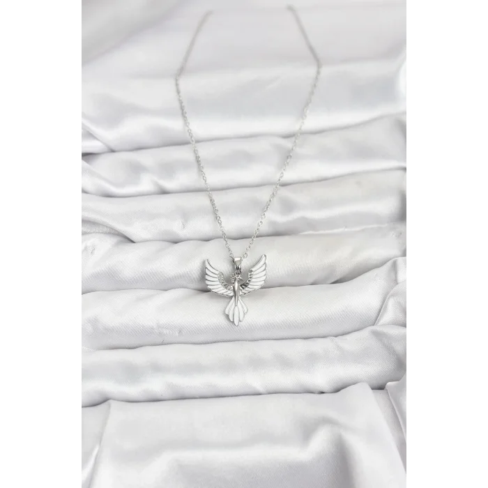 316L Çelik Zincir Gümüş Renk Anka Kuşu Model Kadın Kolye