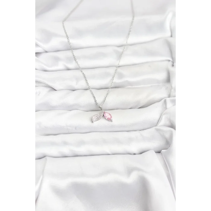 316L Çelik Zincir Gümüş Renk Balık Kuyruğu Model Zirkon Taşlı Kadın Kolye