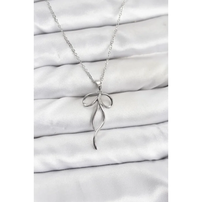 316L Çelik Zincir Gümüş Renk Fiyonk Model Kadın Kolye