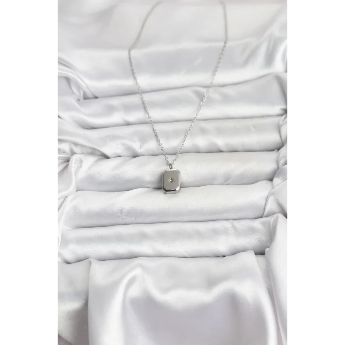 316L Çelik Zincir Gümüş Renk Minimal Kutup Yıldızı Model Kadın Kolye