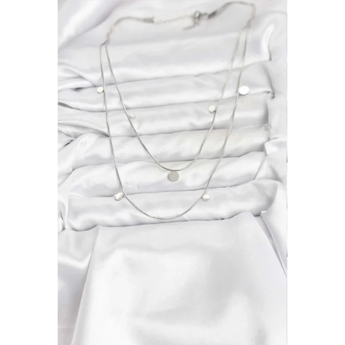 316L Çelik Zincir Gümüş Renk Pullu Kadın Kolye