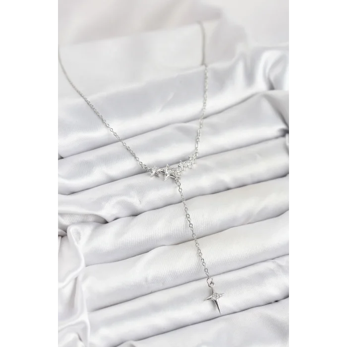 316L Çelik Zincir Gümüş Renk Yıldız Model Y Kadın Kolye