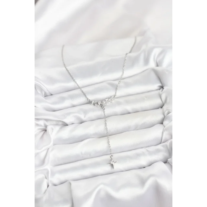 316L Çelik Zincir Gümüş Renk Yıldız Model Y Kadın Kolye