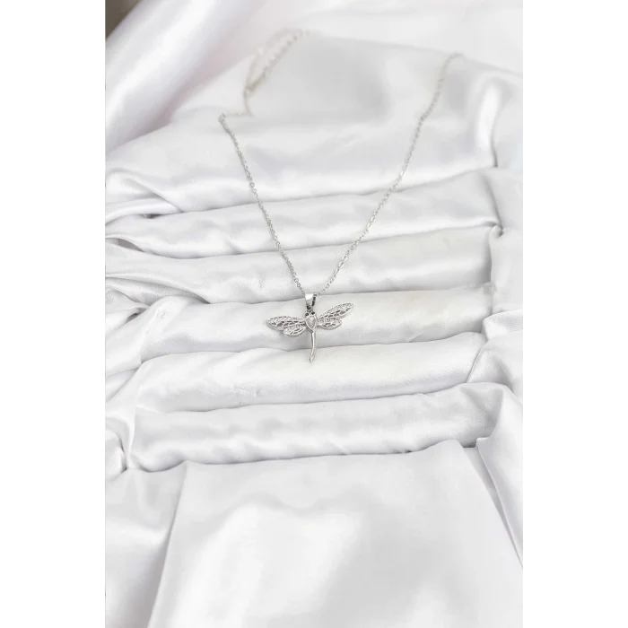 316L Çelik Zincir Gümüş Renk Yusufçuk Model Kadın Kolye