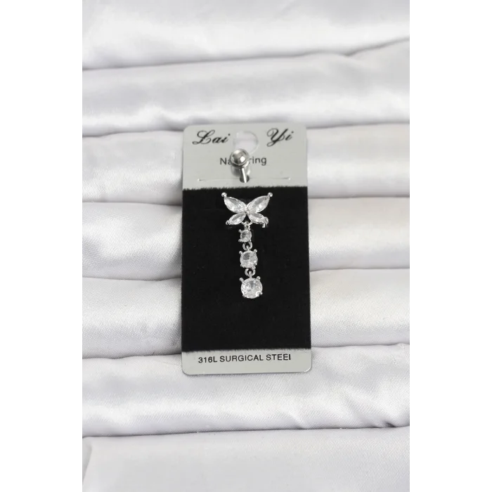 316L Cerrahi Çelik Sallantılı Kelebek Model Göbek Piercing