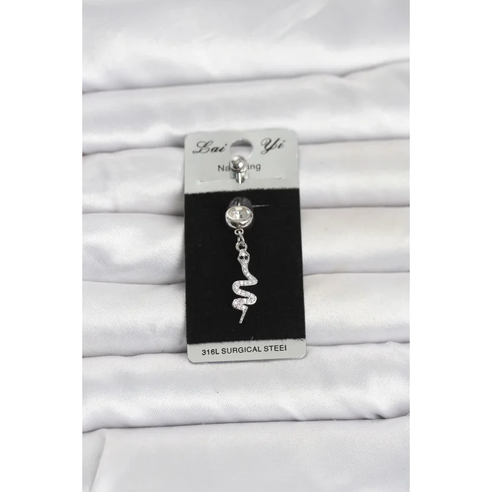 316L Cerrahi Çelik Sallantılı Yılan Model Göbek Piercing