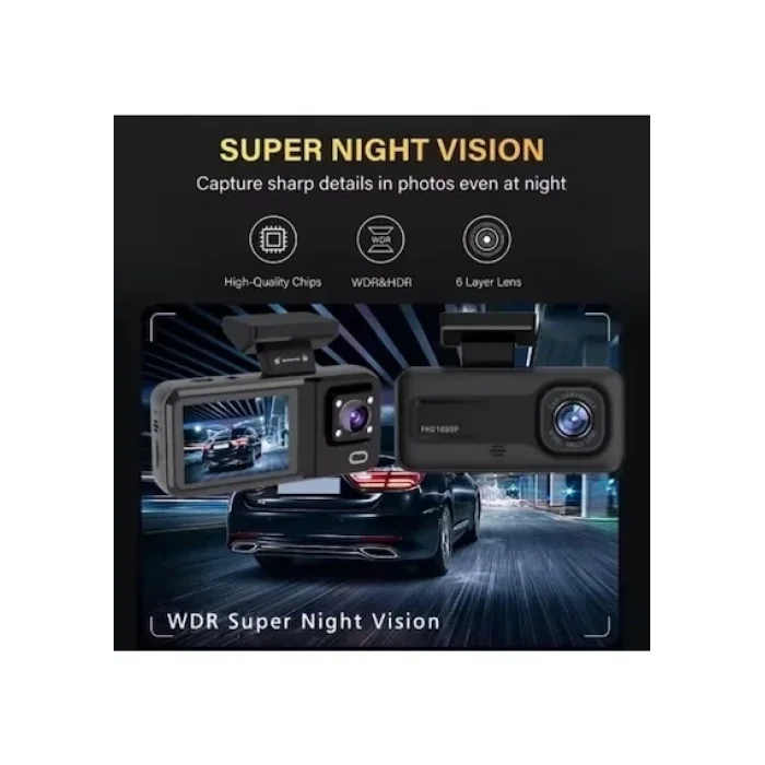 32gb Uyumlu 3 Kameralı Araç İçi Güvenlik Kamerası 1080p Kayıtlı Gece Görüşlü G Sensörlü