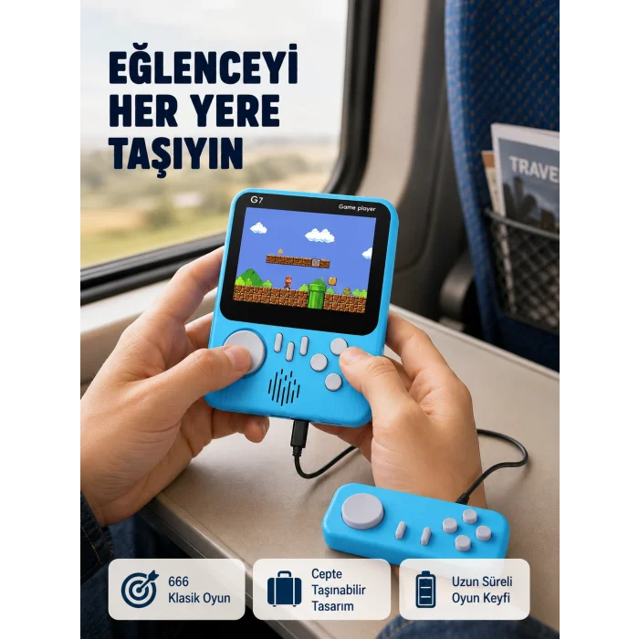 3.5 İnç LCD Ekranlı 666 Oyunlu Taşınabilir Retro Oyun Konsolu