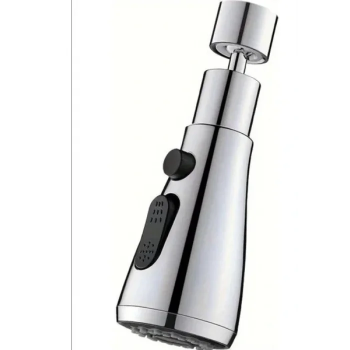 360 DERECE DÖNEBİLEN- 3 MOD  KROM YAĞMUR PÜSKÜRTME BORULU KUBAR MUSLUK UCU  (5047)