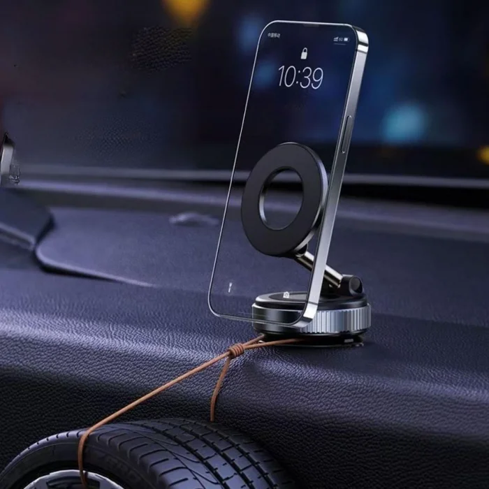 360° Döner Başlıklı Vakumlu Emişli Manyetik Telefon Tutucu – Güçlü Mıknatıslı, İz Bırakmaz (5047)