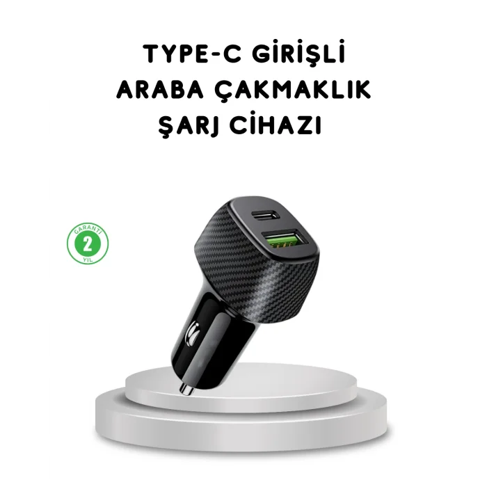 38W Araç Şarj Cihazı Type-C PD USB Hızlı Şarj Çift Port