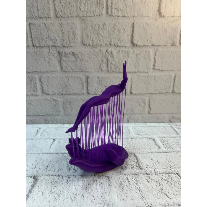 3D El Formlu İnsan Figürü Mor Özgün Sanat Biblosu 12x18 cm