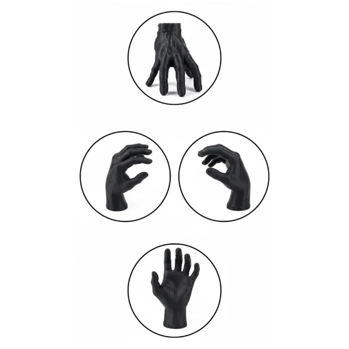 3D Siyah El Heykeli 17x16 cm Raf ve Masa Üstü Dekor