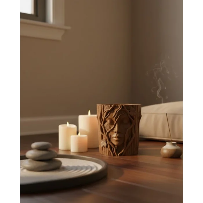 3D Yüz Figürlü Doğa Konseptli Dekoratif Saksı Şık Vazo Tasarımı