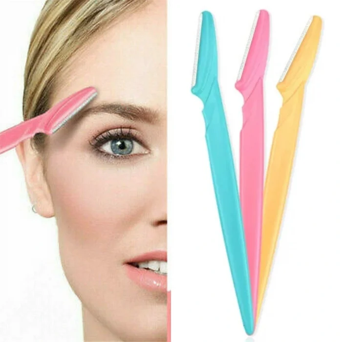 3’lü Kadın Kaş Usturası Seti – Hassas Ciltler İçin Güvenli Yüz Tüy Temizleme Bıçağı (5047)