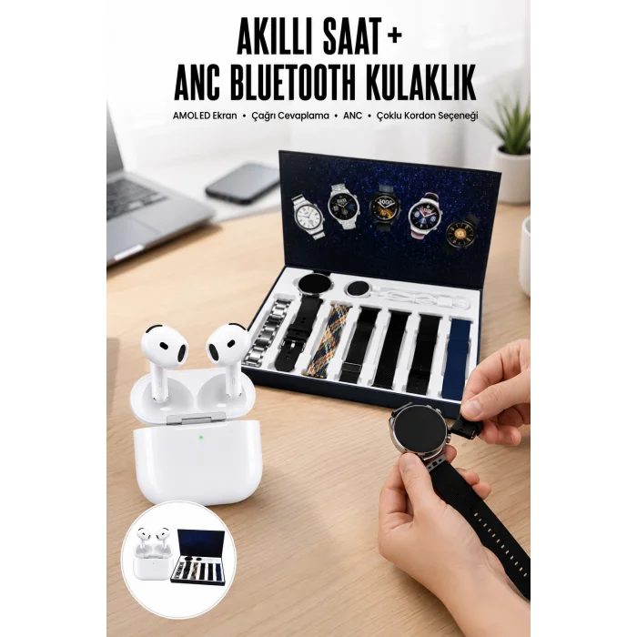 3.Nesil TWS Bluetooth Kulaklık Bluetooth Bağlantılı Akıllı Saat Amoled Ekran Plastik Hasır Kordon