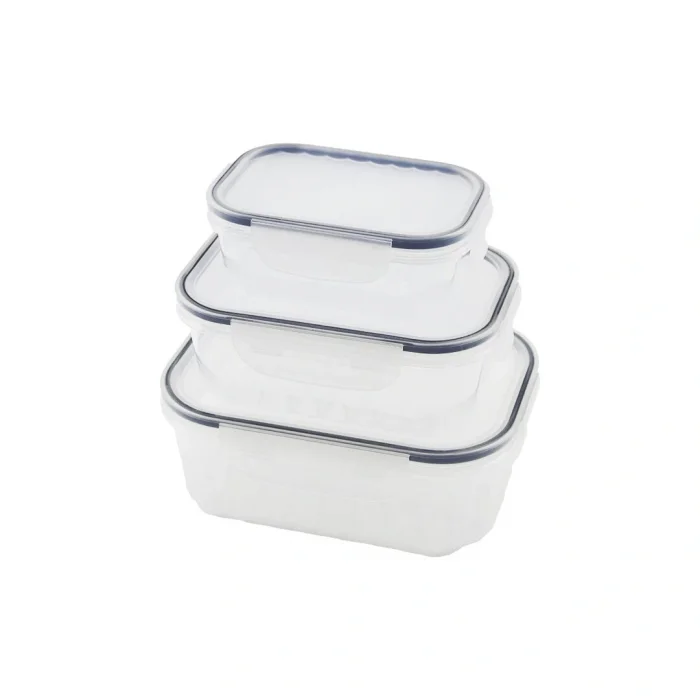 3PCS QUİCK SIZDIRMAZ SAKLAMA KABI SETİ ŞEFFAF KAP - BUĞULU-CONTALI KAPAK  500-1000-1700ML (5047)