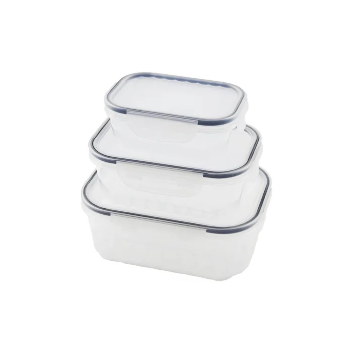 3PCS SIZDIRMAZ SAKLAMA KABI SETİ ŞEFFAF KAP BUĞULU CONTALI KAPAK 500 1000 1700ML