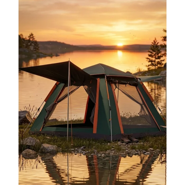 4 5 Kişilik Kamp Çadırı Güneşlikli Suya Dayanıklı Geniş Hacimli Outdoor