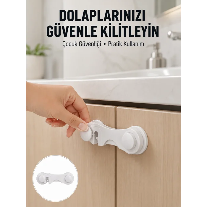 4 Adet Bebek Güvenlik Dolap Kilidi Çift Taraflı Bantlı Kolay Montajlı Emniyet Seti Yeni Nesil