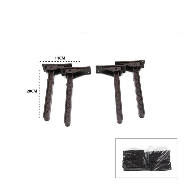 4 ADET KAHVERENGİ SOFRA AYAK KOMPLE PLASTİK 20CM AÇ KAPA (5047)