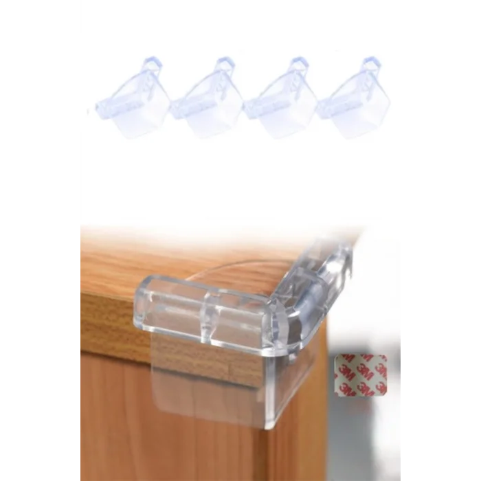 4 Adet Kendiliğinden 3M Yapışkanlı Yumuşak ve Esnek Yapıda Sehpa,Masa,Dolap Köşe Koruyucu Aparat (5047)